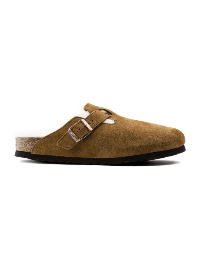Мюли Birkenstock Boston Shearling Suede Leather узкие — изображение 2 из 4, белый
