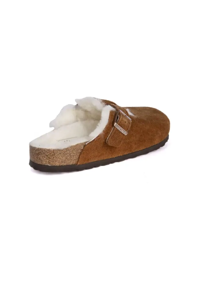 Мюли Birkenstock Boston Shearling Suede Leather узкие — изображение 3 из 4, белый
