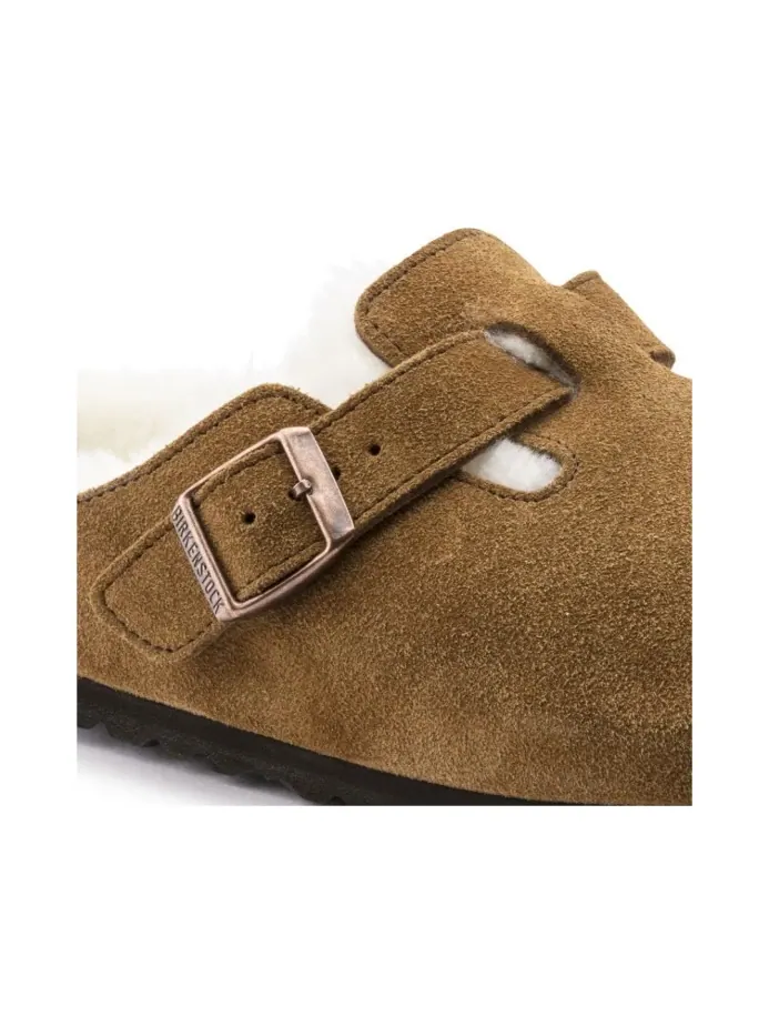 Мюли Birkenstock Boston Shearling Suede Leather узкие — изображение 4 из 4, белый