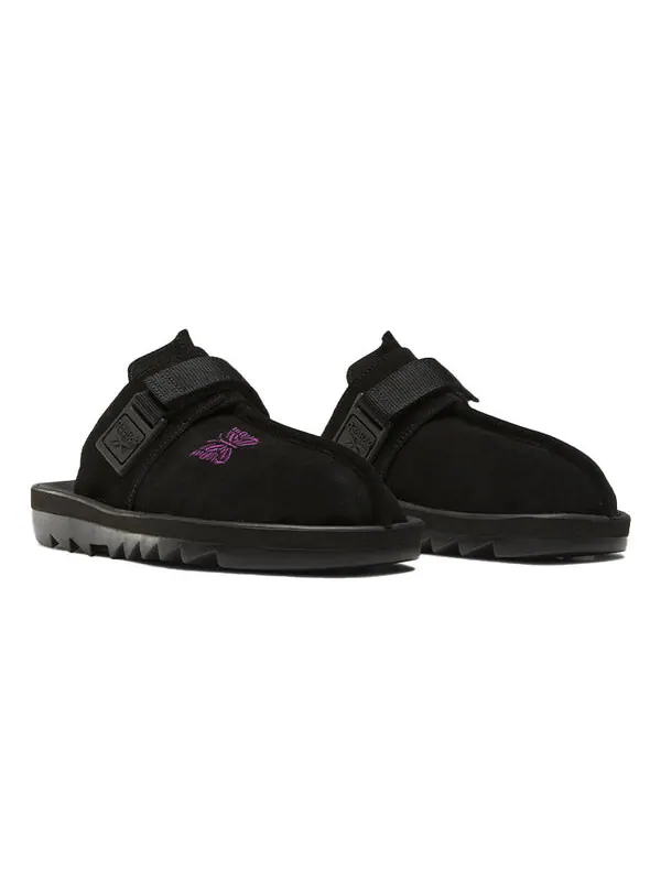 Тапочки x needles beatnik slides 'black' Reebok — изображение 3 из 4, черный/фиолетовый/черный