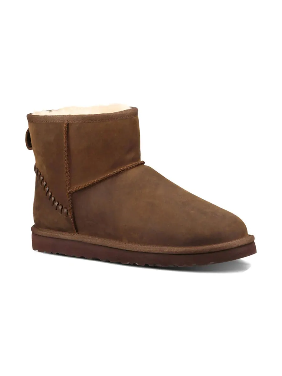 Мужские угги UGG Classic Mini замшевые с декоративной пяткой — изображение 4 из 7, коричневый