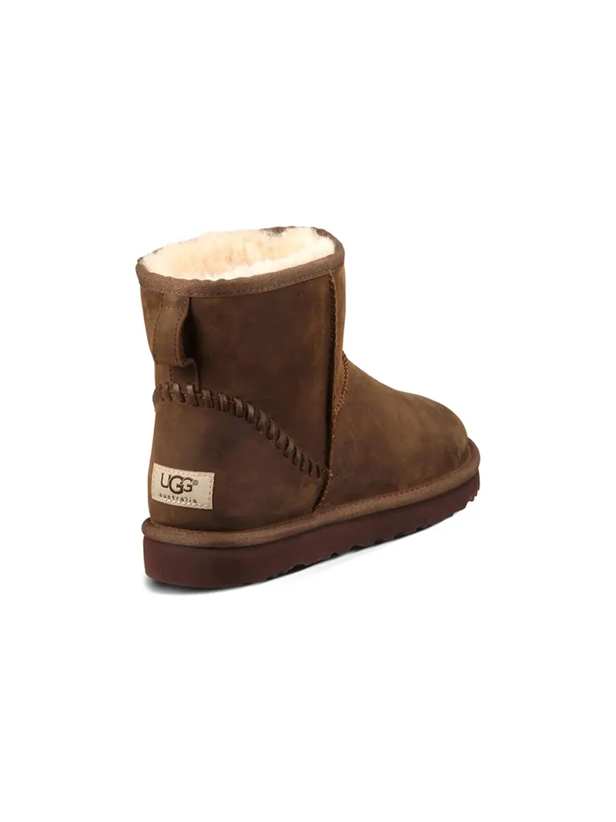 Мужские угги UGG Classic Mini замшевые с декоративной пяткой — изображение 5 из 7, коричневый