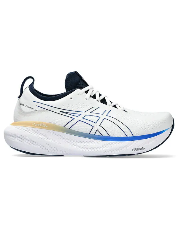 Кроссовки гель нимбус 25 обувь Asics — изображение 2 из 4, белый/синий