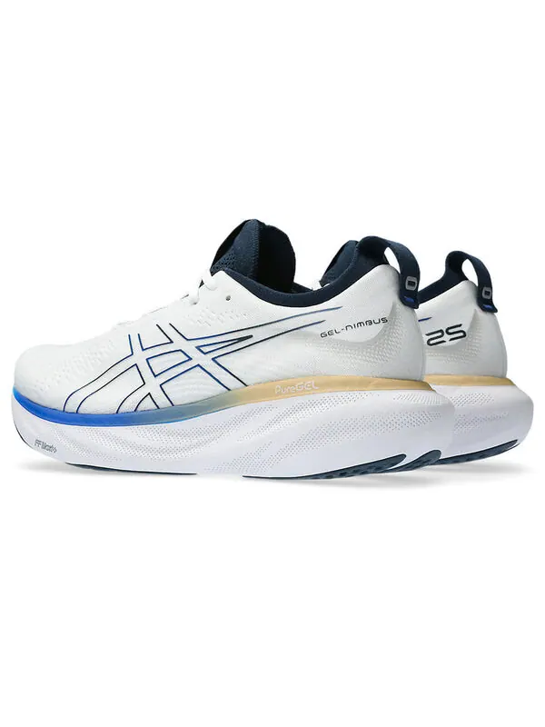 Кроссовки гель нимбус 25 обувь Asics — изображение 4 из 4, белый/синий