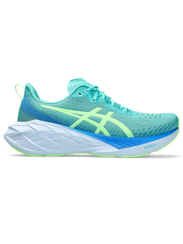 Кроссовки novablast 4 lite show беговые кроссовки Asics — изображение 2 из 4, синий/зеленый/белый
