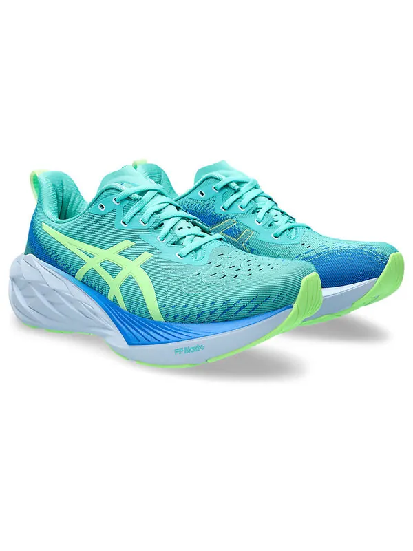 Кроссовки novablast 4 lite show беговые кроссовки Asics — изображение 3 из 4, синий/зеленый/белый