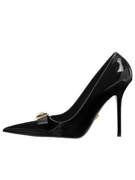 Туфли-лодочки VERSACE Gianni Ribbon Patent, 110 мм — изображение 1 из 5, черный