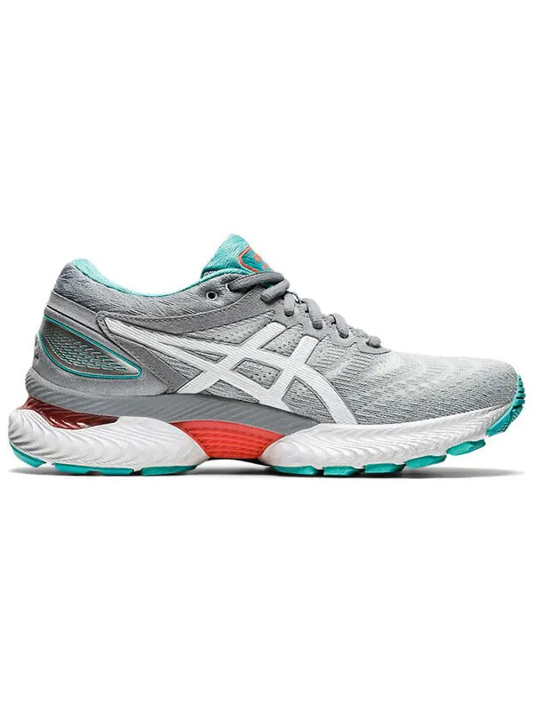 Кроссовки гель нимбус 22 ширина Asics — изображение 2 из 4, серый/белый
