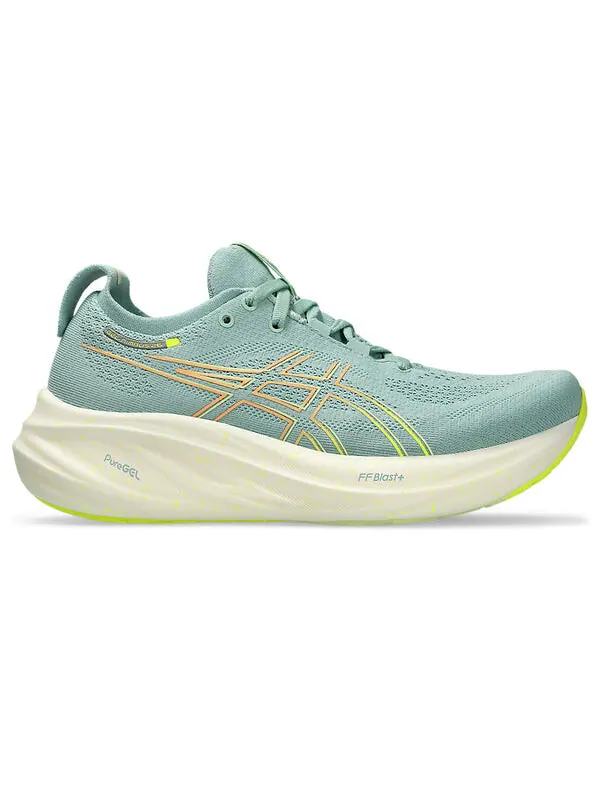 Кроссовки гелевые нимбус 26 кроссовки Asics — изображение 2 из 4, зеленый/белый/оранжевый