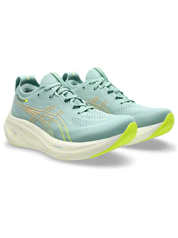 Кроссовки гелевые нимбус 26 кроссовки Asics — изображение 3 из 4, зеленый/белый/оранжевый