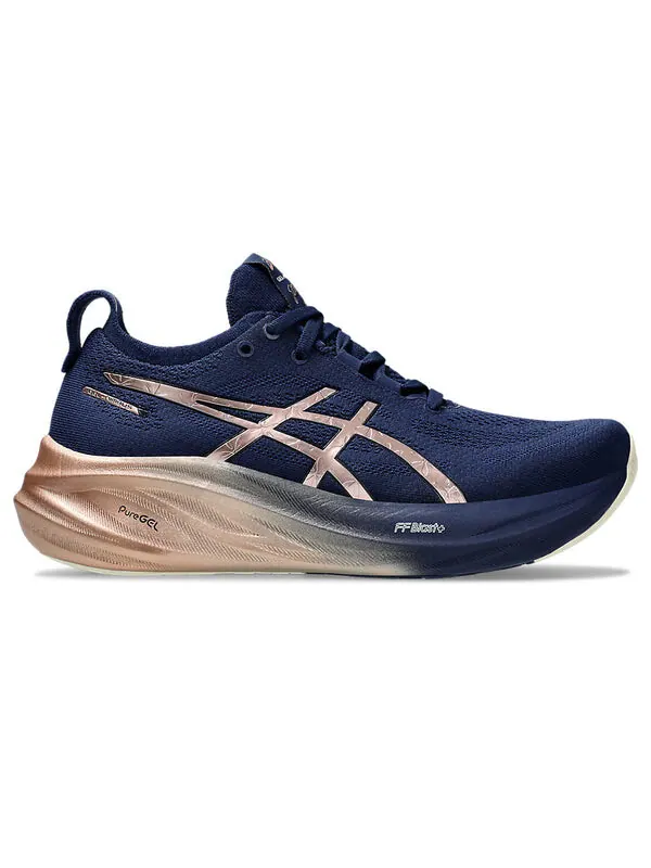 Кроссовки гель нимбус 26 платина Asics — изображение 2 из 4, темно-синий/золотистый