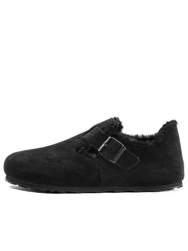 Кроссовки london shearling suede leather narrow fit sandals 'black' Birkenstock — изображение 1 из 4, черный