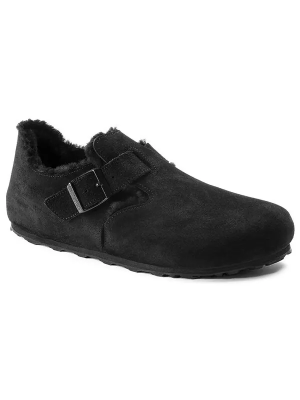 Кроссовки london shearling suede leather narrow fit sandals 'black' Birkenstock — изображение 2 из 4, черный