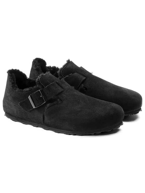 Кроссовки london shearling suede leather narrow fit sandals 'black' Birkenstock — изображение 3 из 4, черный