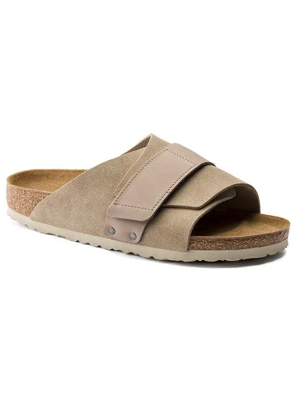 Тапочки kyoto nubuck-suede leather sandals 'taupe' Birkenstock — изображение 2 из 4, бежевый