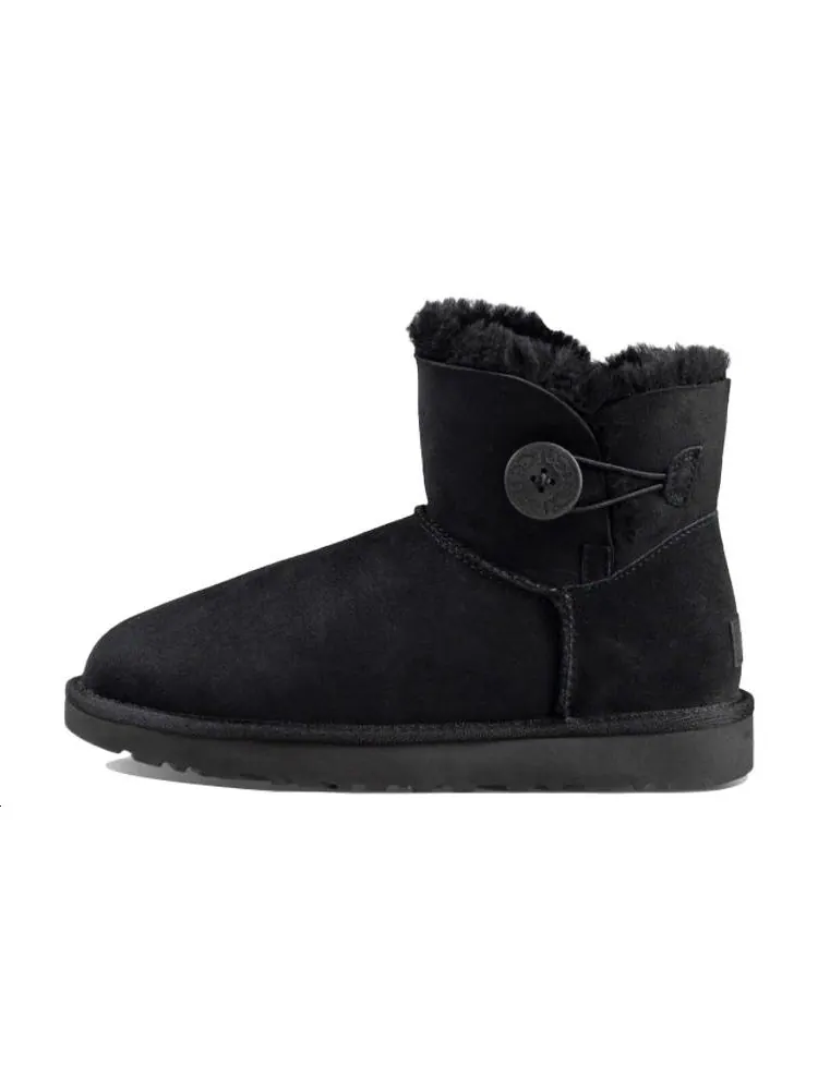 Ботинки зимние UGG WMNS Mini Bailey Button II Black — изображение 2 из 7, черный