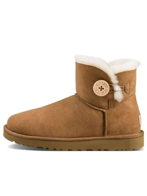 Кроссовки (WMNS) UGG Mini Bailey Button II Boot Fleece Lined — изображение 1 из 4, орех