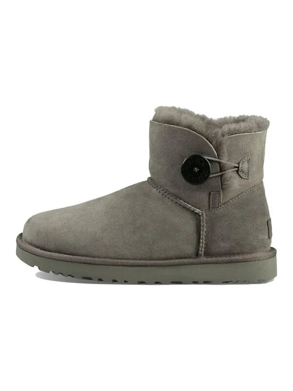Ботинки зимние UGG Mini Bailey Button II с флисовой подкладкой — изображение 2 из 4, серый