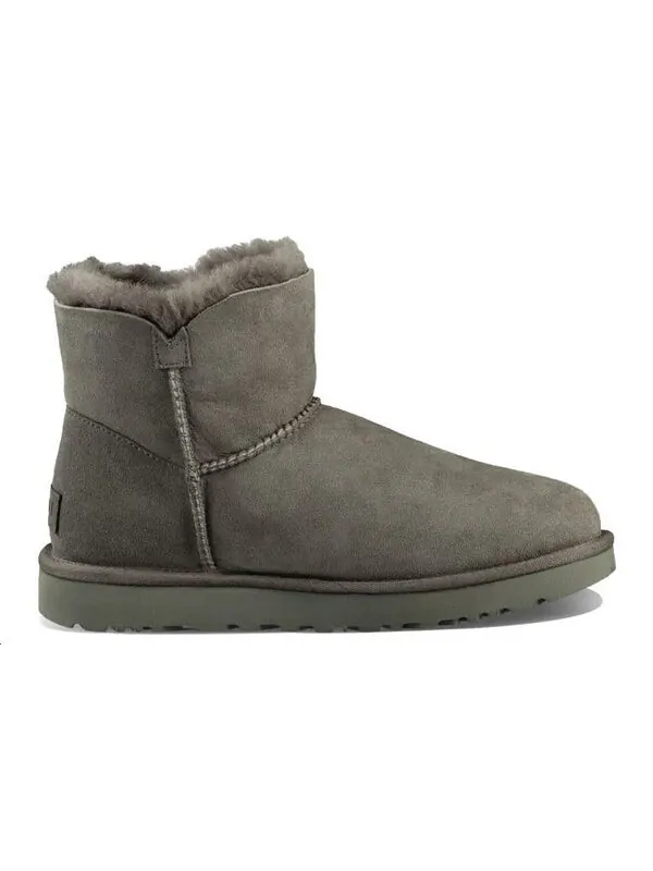 Ботинки зимние UGG Mini Bailey Button II с флисовой подкладкой — изображение 3 из 4, серый