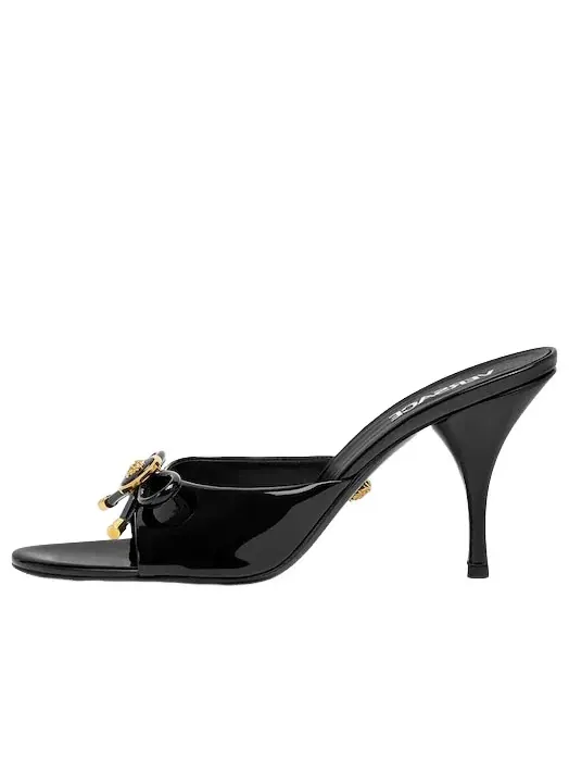 Мюли VERSACE Opera Bow из лакированной кожи, 85 мм — изображение 1 из 7, черный