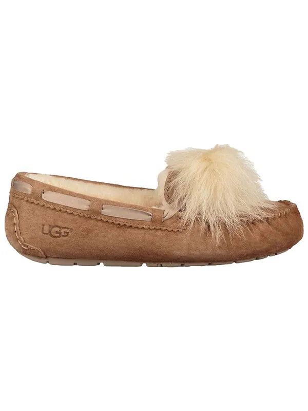 Тапочки dakota pom pom slip on brown Ugg — изображение 2 из 4, коричневый