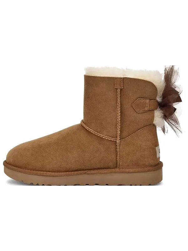 Ботинки зимние UGG с бантом — изображение 2 из 4, коричневый