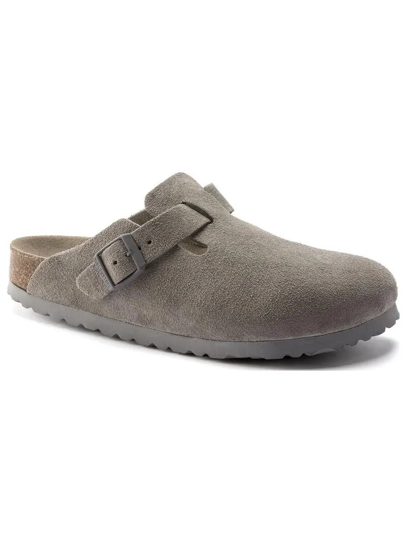 Мюли Birkenstock Boston Soft Footbed Suede унисекс — изображение 1 из 4, серый