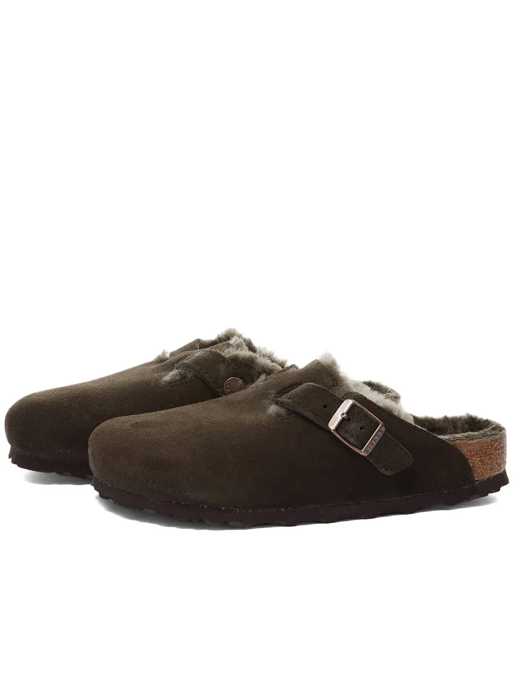 Мюли Birkenstock Boston Shearling Suede Leather — изображение 1 из 5, мокко