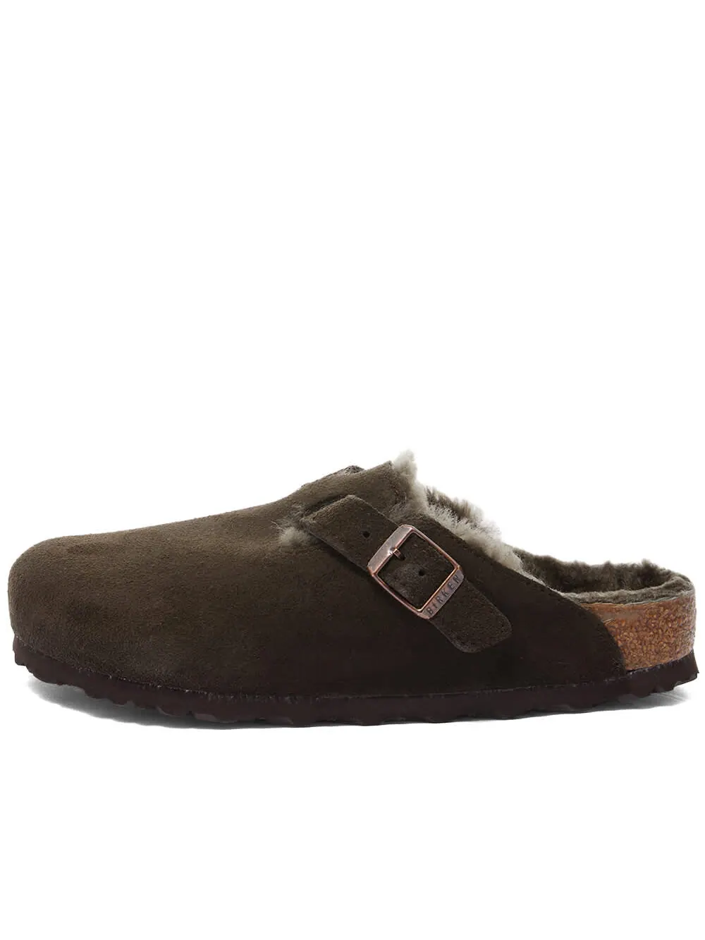 Мюли Birkenstock Boston Shearling Suede Leather — изображение 2 из 5, мокко