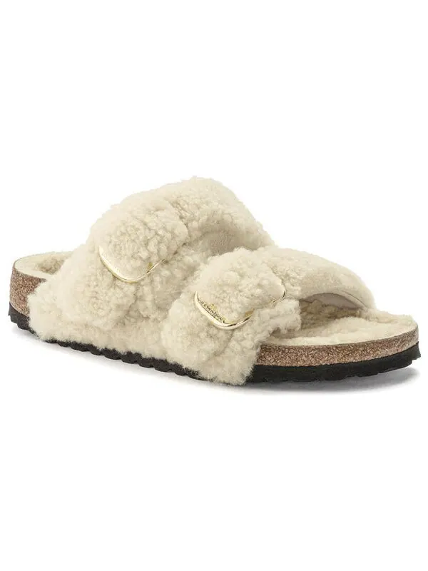 Тапочки arizona big buckle shearling narrow fit 'teddy eggshell' Birkenstock — изображение 2 из 4, белый
