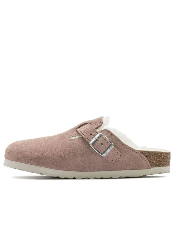 Тапочки boston shearling suede leather coated narrow fit 'pink clay' Birkenstock — изображение 1 из 4, розовый