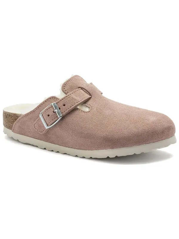 Тапочки boston shearling suede leather coated narrow fit 'pink clay' Birkenstock — изображение 2 из 4, розовый