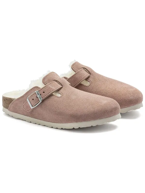 Тапочки boston shearling suede leather coated narrow fit 'pink clay' Birkenstock — изображение 3 из 4, розовый