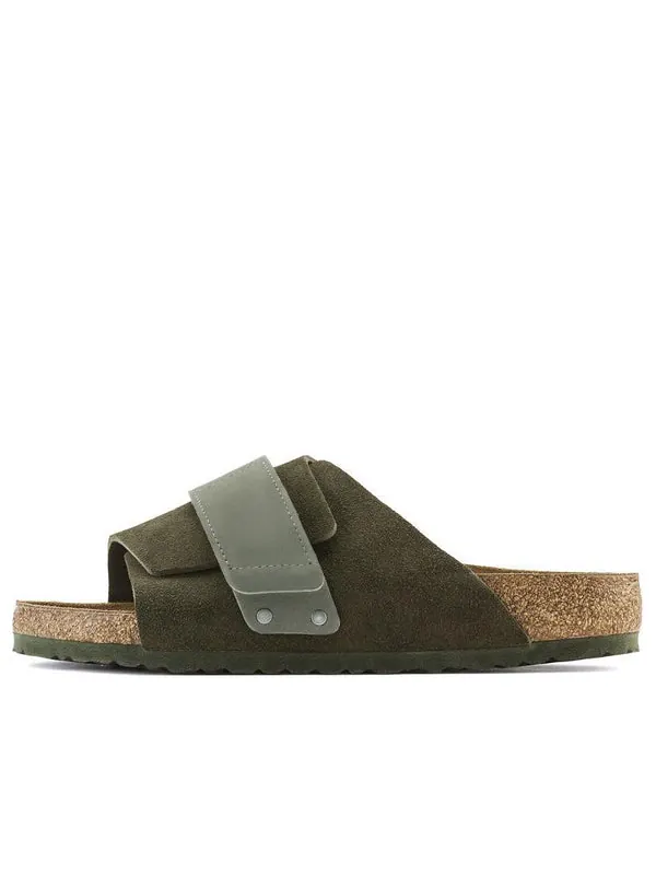 Тапочки kyoto suede leather sandals 'thyme' Birkenstock — изображение 1 из 4, оливковый зеленый