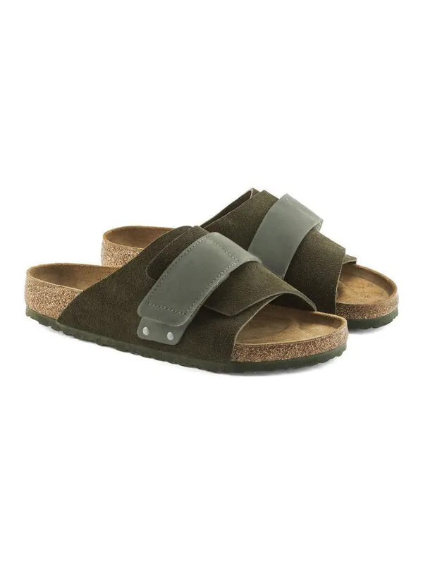 Тапочки kyoto suede leather sandals 'thyme' Birkenstock — изображение 2 из 4, оливковый зеленый