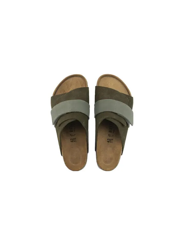 Тапочки kyoto suede leather sandals 'thyme' Birkenstock — изображение 3 из 4, оливковый зеленый