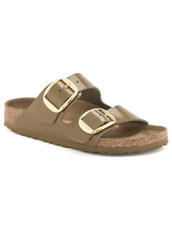 Тапочки arizona big buckle natural leather patent narrow fit sandals 'high shine mud green' Birkenstock — изображение 2 из 4