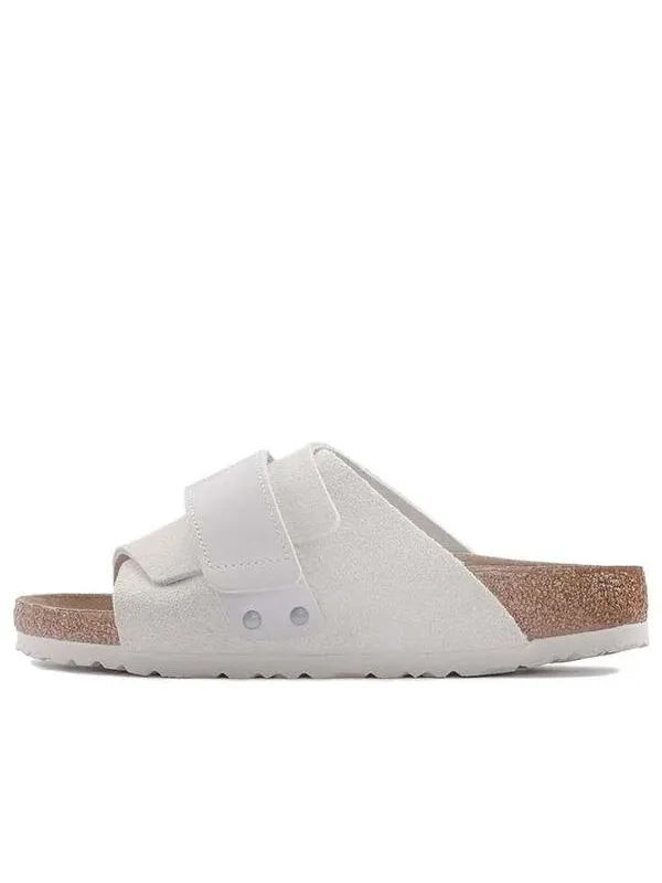 Тапочки kyoto nubuck-suede leather narrow fit sandals 'antique white' Birkenstock — изображение 1 из 4, белый
