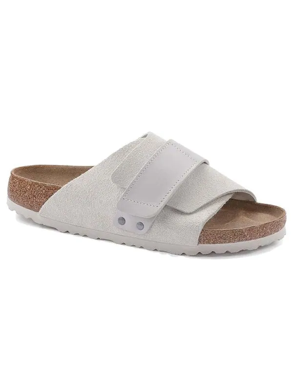 Тапочки kyoto nubuck-suede leather narrow fit sandals 'antique white' Birkenstock — изображение 2 из 4, белый