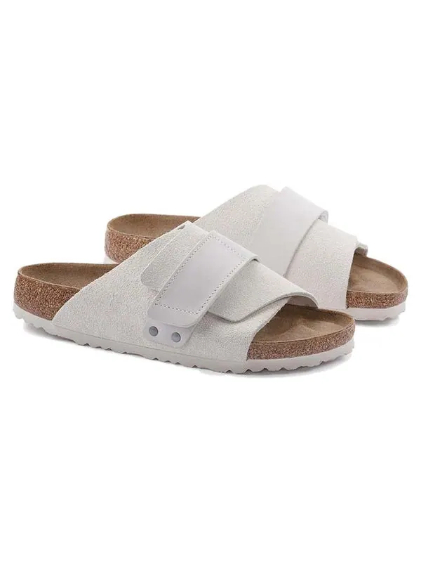 Тапочки kyoto nubuck-suede leather narrow fit sandals 'antique white' Birkenstock — изображение 3 из 4, белый