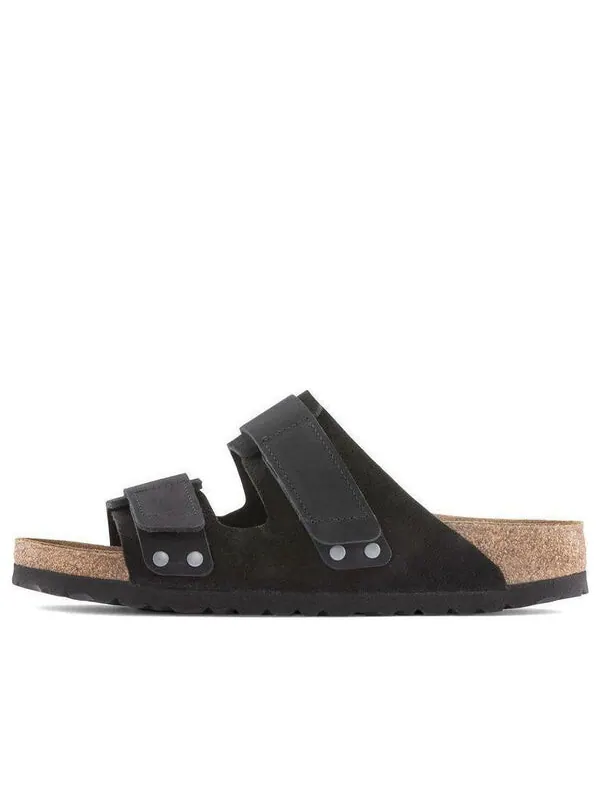 Тапочки uji nubuck/suede leather 'black' Birkenstock — изображение 1 из 4, черный/песочный