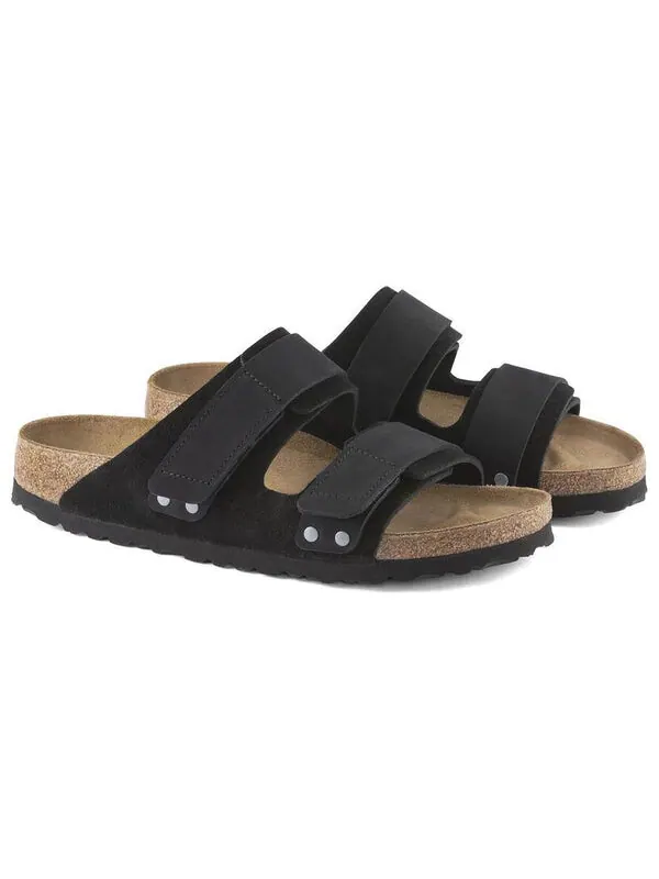Тапочки uji nubuck/suede leather 'black' Birkenstock — изображение 3 из 4, черный/песочный