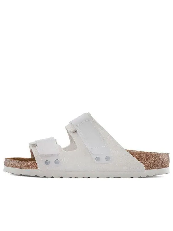 Тапочки uji nubuck leather/suede narrow fit 'antique white' Birkenstock — изображение 1 из 4, белый/песочный