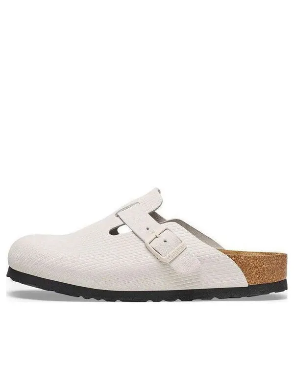 Тапочки boston suede leather embossed 'corduroy antique white' Birkenstock