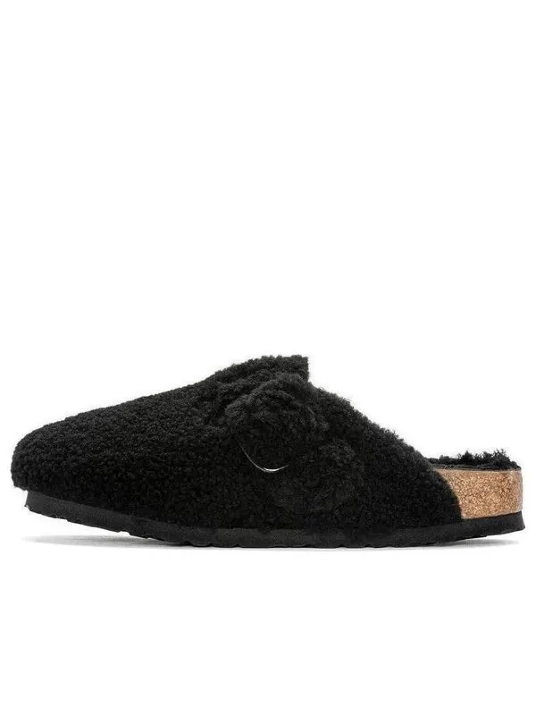 Тапочки boston big buckle shearling narrow fit 'black' Birkenstock — изображение 1 из 4, черный