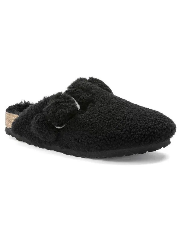 Тапочки boston big buckle shearling narrow fit 'black' Birkenstock — изображение 2 из 4, черный