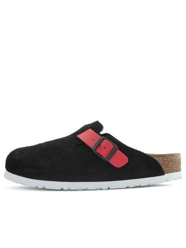 Тапочки boston suede leather/birko-flor 'black / active red' Birkenstock