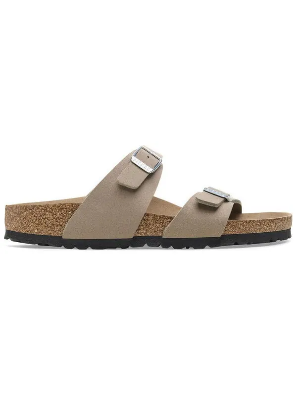 Тапочки sydney vegan synthetics vegan narrow fit sandals 'gray taupe' Birkenstock — изображение 2 из 4, бежевый