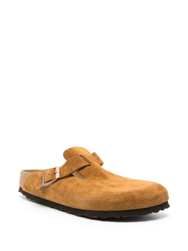 Тапочки boston soft footbed suede leather narrow fit sandals 'mink' Birkenstock — изображение 2 из 4, оранжевый