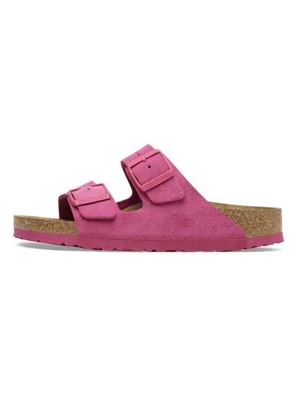 Тапочки arizona suede leather sandals 'fuchsia tulip' Birkenstock — изображение 1 из 4, розовый/бежевый